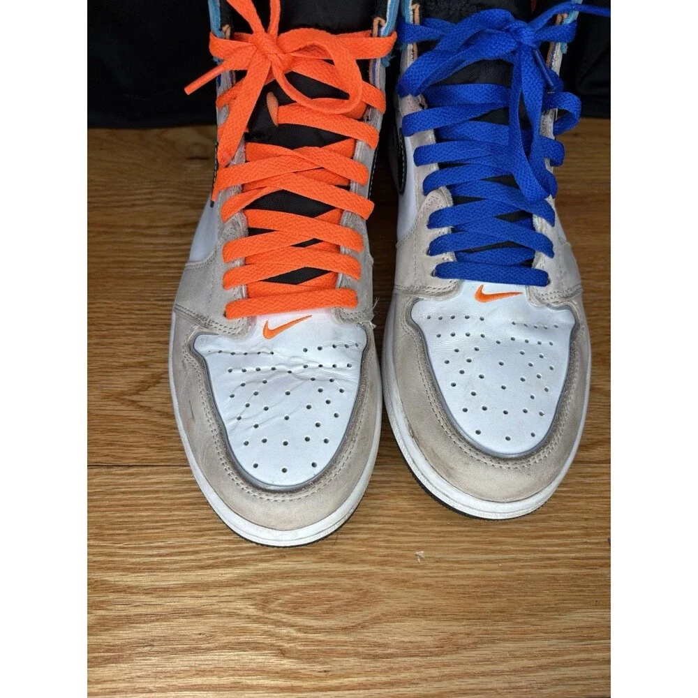 Jordan Air Jordan 1 Men’s High Top Lace-Up Basketball Sneakers White/Black/Blue